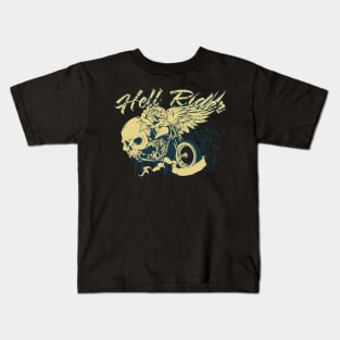 skull with motorbike Kids T-Shirt